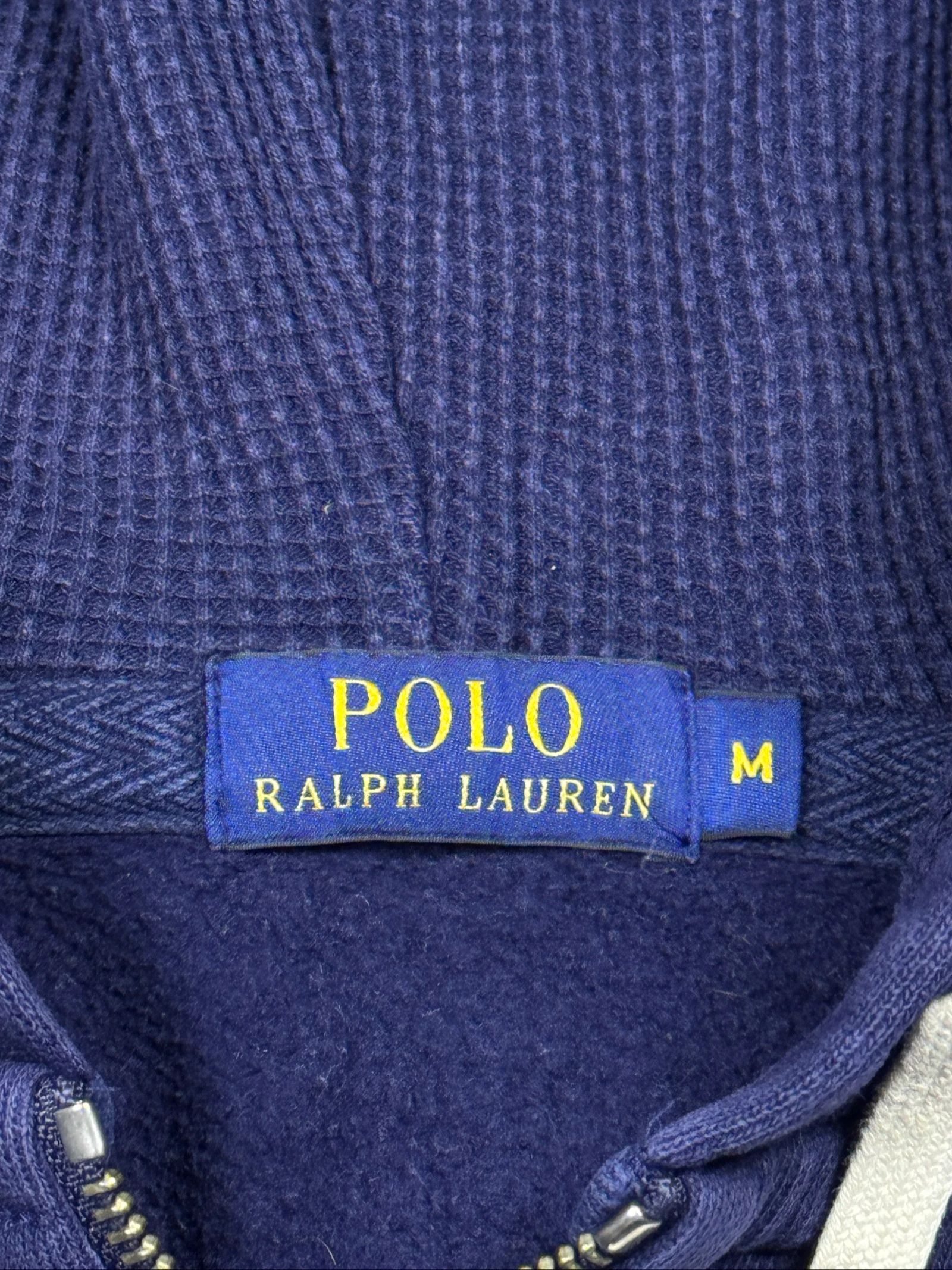 Ralph Lauren Full Zip Hoodie Navy Blue Yellow Pony Vintage Size M/L – photo 3